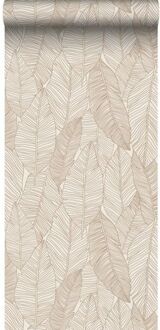 behang getekende bladeren beige - 0,53 x 10,05 m - 139352