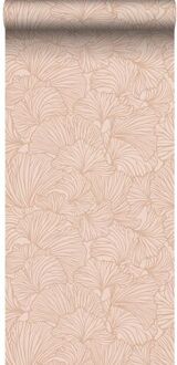 behang ginkgo bladeren terracotta roze - 0.53 x 10.05 m - 139