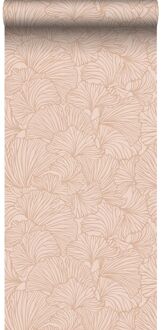 behang ginkgo bladeren terracotta roze - 0.53 x 10.05 m - 139