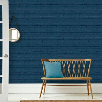 Behang Good Vibes Brick Wall blauw Multikleur