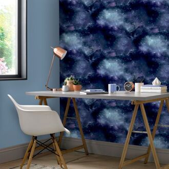 Behang Good Vibes Galaxy with Stars zwart en paars Multikleur