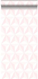 behang grafisch 3D motief licht roze - 53 cm x 10,05 m - 1389