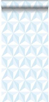 behang grafisch 3D motief lichtblauw - 53 cm x 10,05 m - 1389