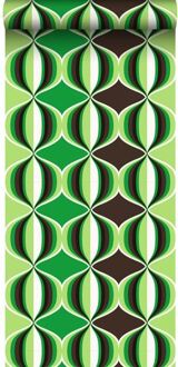 behang grafisch motief groen - 53 cm x 10,05 m - 935