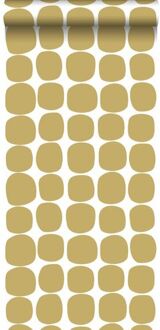 behang grafisch motief okergeel en wit - 0,53 x 10,05 m - 139 Geel, Wit