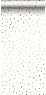 behang grafisch motief wit en goud - 0,53 x 10,05 m - 139127 Goud, Wit