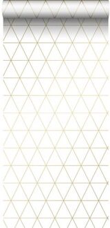 behang grafische driehoeken wit en goud - 0,53 x 10,05 m - 13 Goud, Wit
