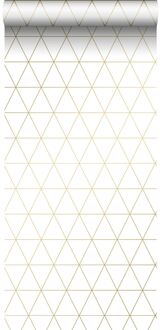 behang grafische driehoeken wit en goud - 0,53 x 10,05 m - 13 Goud, Wit