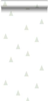 behang grafische driehoekjes mintgroen en wit Blauw
