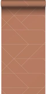behang grafische lijnen terracotta - 0,53 x 10,05 m - 139373