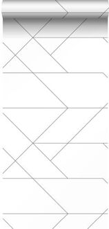 behang grafische lijnen zwart wit - 0,53 x 10,05 m - 139235 Zwart, Wit