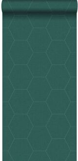 behang hexagon petrolgroen - 0,53 x 10,05 m - 148752