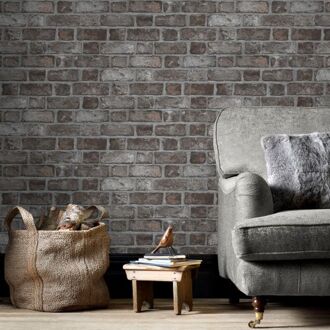 Behang Homestyle Brick Wall zwart en grijs Multikleur