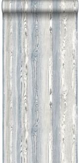 behang hout motief blauw en grijs - 53 cm x 10,05 m - 148626 Blauw, Grijs
