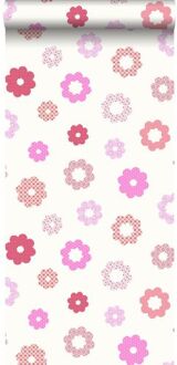 behang kant-motief roze - 53 cm x 10,05 m - 115734