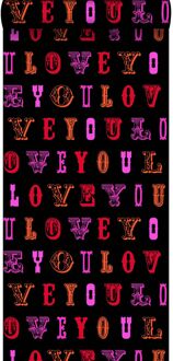 behang love you - quotes zwart en roze - 53 cm x 10,05 m - 13 Rood, Roze, Zwart