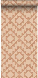 behang Marrakech aztec tapijt warm beige - 53 cm x 10,05 m - Beige, Bruin