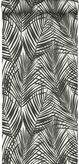 behang palmbladeren zwart en wit Blauw