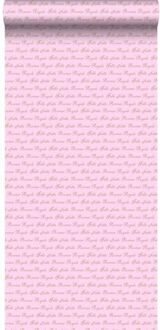 behang prinsessen woorden babyroze - 53 cm x 10,05 m - 114947