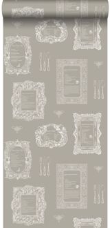 behang recepten taupe Blauw