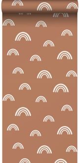 behang regenboogjes terracotta en wit - 0,53 x 10,05 m - 1393