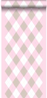 behang ruiten babyroze - 53 cm x 10,05 m - 114925