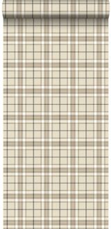 behang ruiten beige en bruin - 53 cm x 10,05 m - 137723 Beige, Bruin