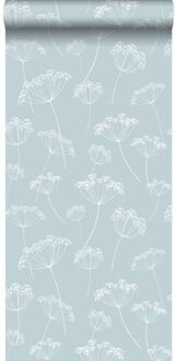behang schermbloemen lichtblauw en wit - 0,53 x 10,05 m - 139 Blauw, Wit