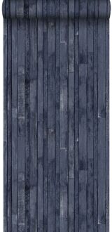 behang sloophout donkerblauw