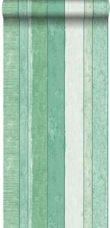 behang sloophout motief groen - 0,53 x 10,05 m - 138983