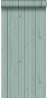 behang smalle sloophout planken saliegroen Blauw