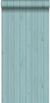 behang smalle sloophout planken vergrijsd zeegroen Blauw