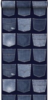 behang spijkerbroeken zakken blauw - 53 cm x 10,05 m - 137741