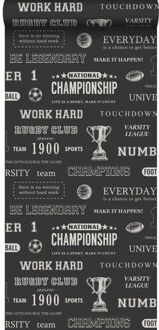 behang sportquotes zwart - 53 cm x 10,05 m - 128815 Zwart, Wit