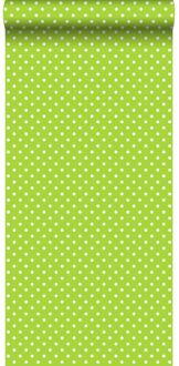 behang stippen limegroen - 53 cm x 10,05 m - 115743