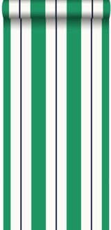 behang strepen groen en marine blauw - 53 cm x 10,05 m - 1364 Groen, Blauw