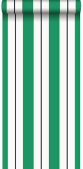 behang strepen groen en marine blauw - 53 cm x 10,05 m - 1364 Groen, Blauw