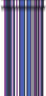 behang strepen paars en blauw - 53 cm x 10,05 m - 116536 Blauw, Paars