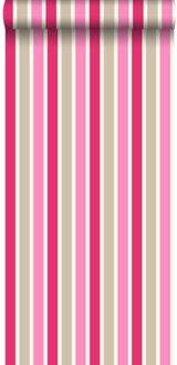 behang strepen roze en beige - 53 cm x 10,05 m - 116513 Beige, Roze
