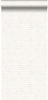 behang tekst beige op wit gemeleerde achtergrond - 53 cm x 10 Beige, Wit