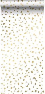 behang terrazzo wit en goud - 0,53 x 10,05 m - 139133 Goud, Wit