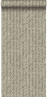 behang touw-motief taupe Blauw