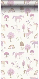 behang unicorns lila paars - 0.53 x 10.05 m - 139504