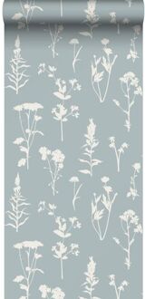 behang veldbloemen lichtblauw - 0,53 x 10,05 m - 139394