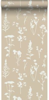 behang veldbloemen zand beige - 0.53 x 10.05 m - 139484