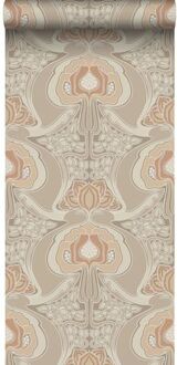 behang vintage bloemen in art nouveau stijl beige - 0.53 x 10