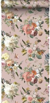 behang vintage bloemen oudroze - 0,53 x 10,05 m - 139367 Multicolor, Roze