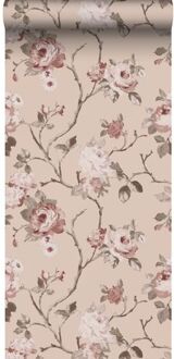 behang vintage bloemen oudroze - 0.53 x 10.05 m - 139476