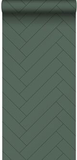 behang visgraat-motief donkergroen - 0,53 x 10,05 m - 139222