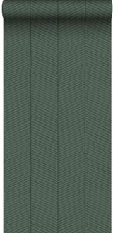 behang visgraat-motief groen en zwart - 0,53 x 10,05 m - 1393 Groen, Zwart